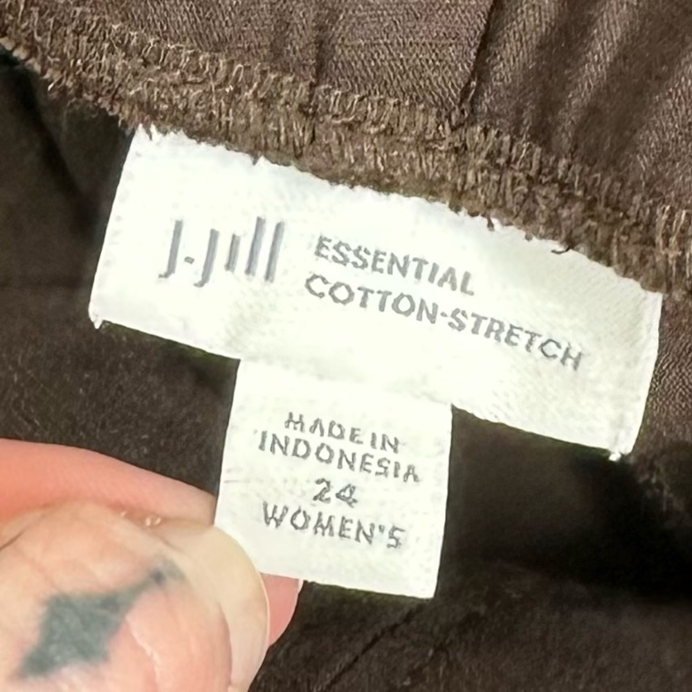 J Jill Brown Essential Cotton Stretch Pant Size 24 Pull On Elastic Waist Travel - Picture 9 of 10